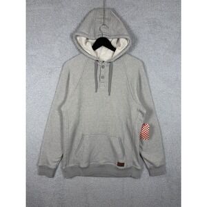 NWT Vans Off The Wall Henley Herringbone Hoodie Mens M Gray Skate Surf Chill